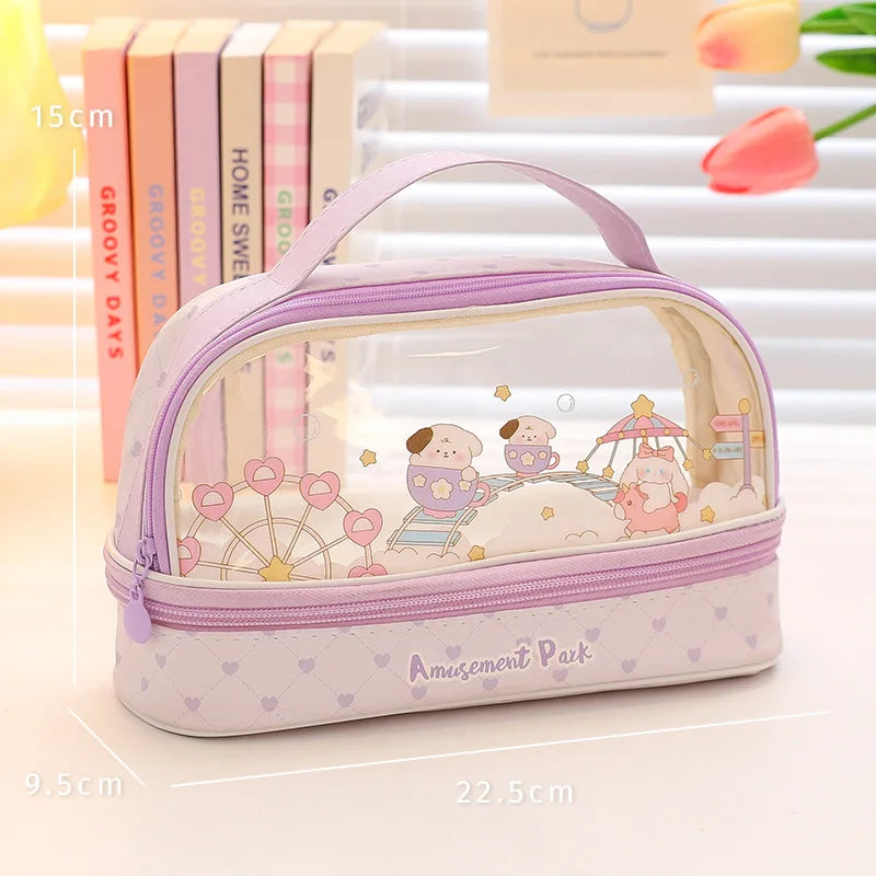 Kawaii Pencil Case Large Capacity Organizer Pen Box Pouch for Girls Back to School Supplies Cute Korean Stationery