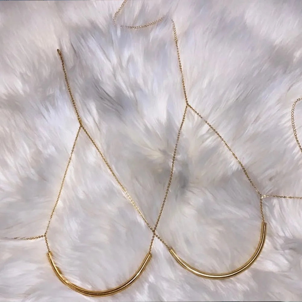 Kind Metal Chest Bracket, Beautiful Body Jewelry Bra Chain For Girls, Chain Top Bikini Halter Bra, New Banquet Breast Support