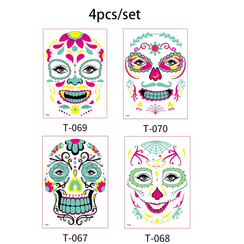 Face Festival Tattoo Costume Party Stickers Halloween Waterproof Temporary Tattoo Stickers Makeup Body Dress Up Decoration