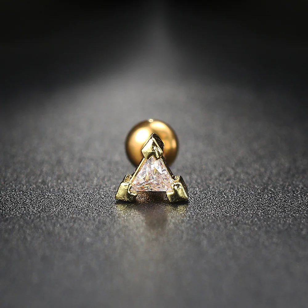 Septum Conch Tragus Piercing Earrings for Women Crown Star Zircon Gold Color Helix Daith Lobe Cartilage Piercing Ear Jewelry, Charming Gift For Her