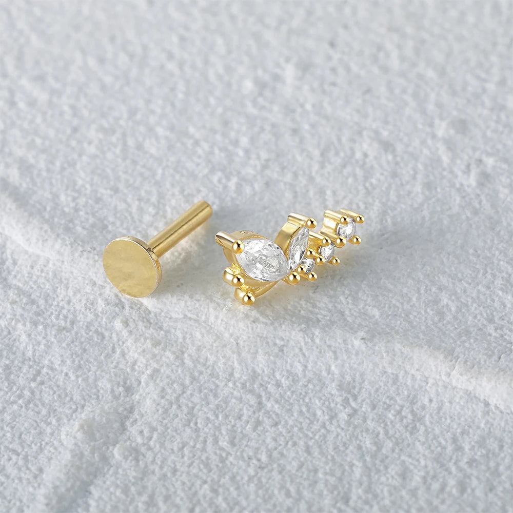 925 Sterling Silver 1pc, Geometry Multi Piercing Stud Earrings For Women, K Gold Simple Elegant Tassel Jewelry, beautiful Gift