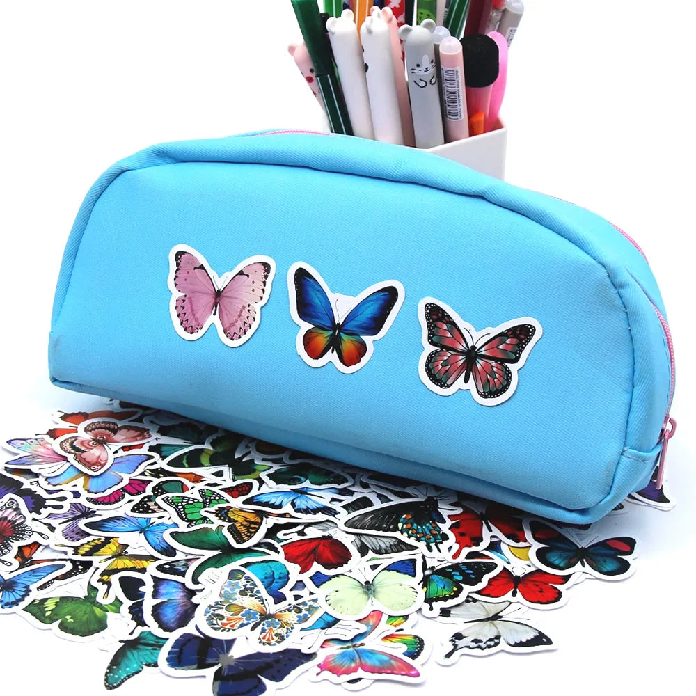 10/50/100pcs Butterfly Insect Cartoon Cute Decals Toy Stationery Guitar Phone Bicycle Laptop Luggage Car Graffiti Sticker
