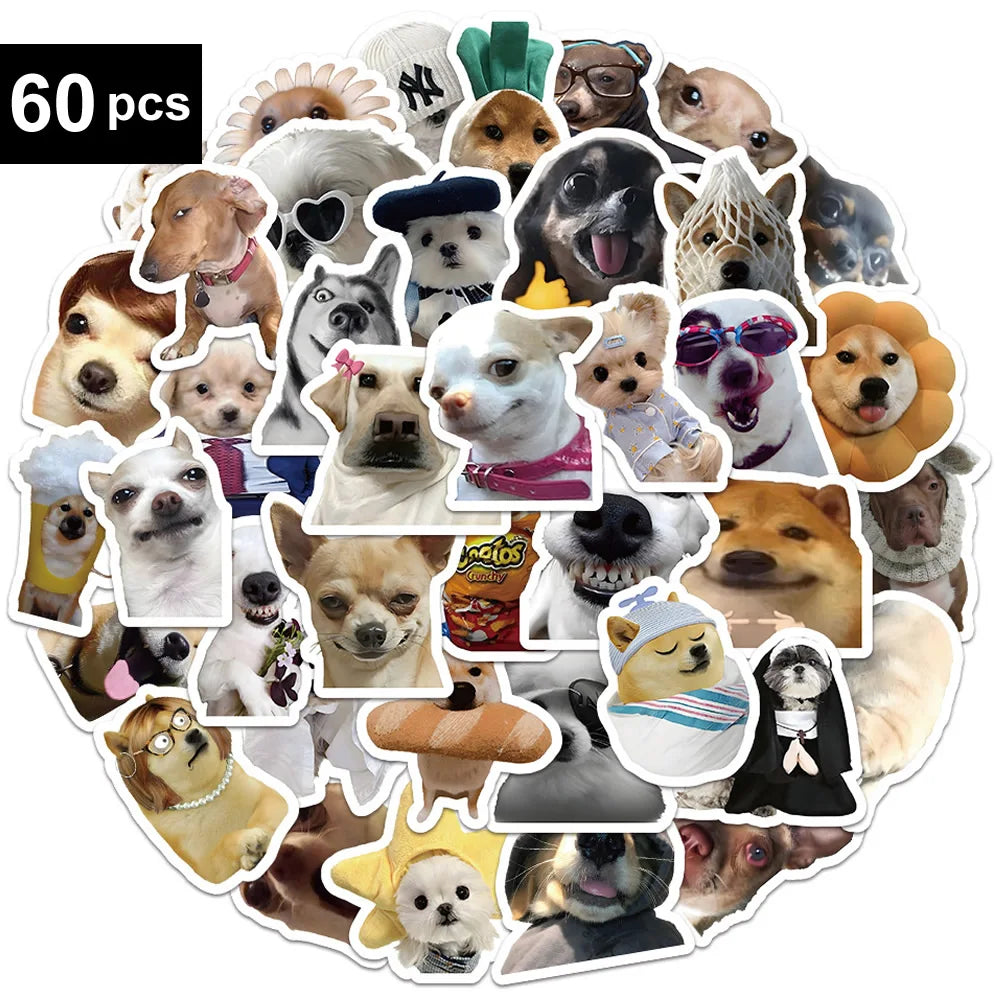 30/60/180 Funny Dogs Stickers Cartoon Cute Decals Toy Stationery Guitar Phone Bicycle Laptop Luggage Car Graffiti Sticker