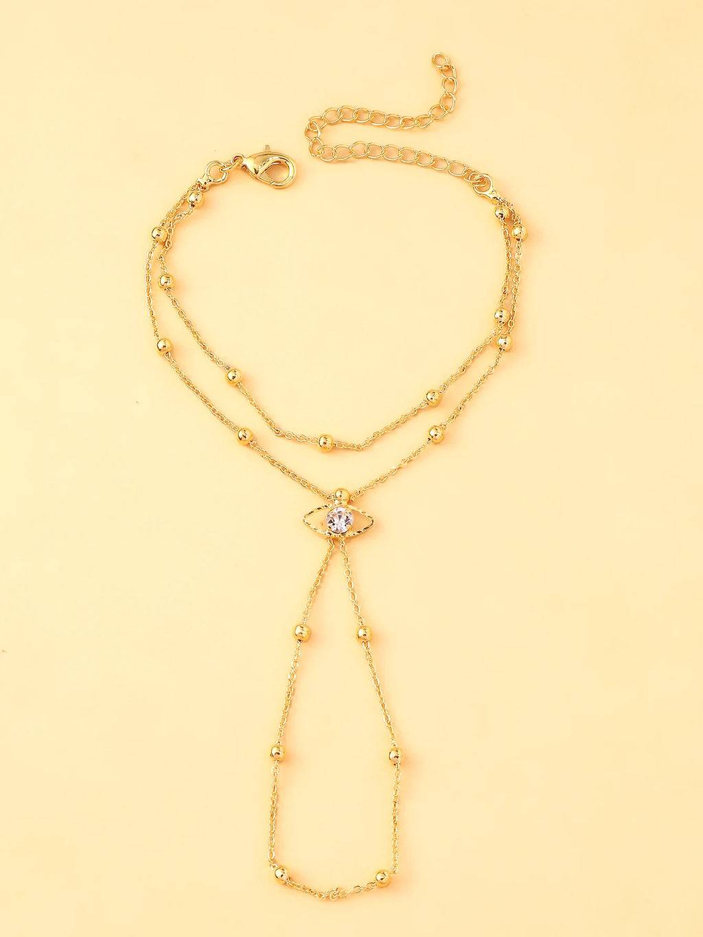 StoneFans Demon's Eye Finger Chain Bracelet Niche Design Minimalist Retro Chain Hand Back Chain Fashionable Hand Accessories