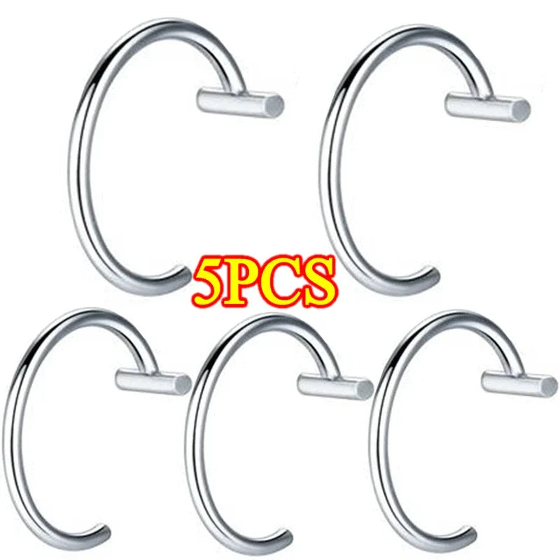 5PCS Punk Lips Rings Medical Titanium Steel, Nose Ring  Septum, Piercing Clip on Mouth Ring, Fake Piercing Body Clip