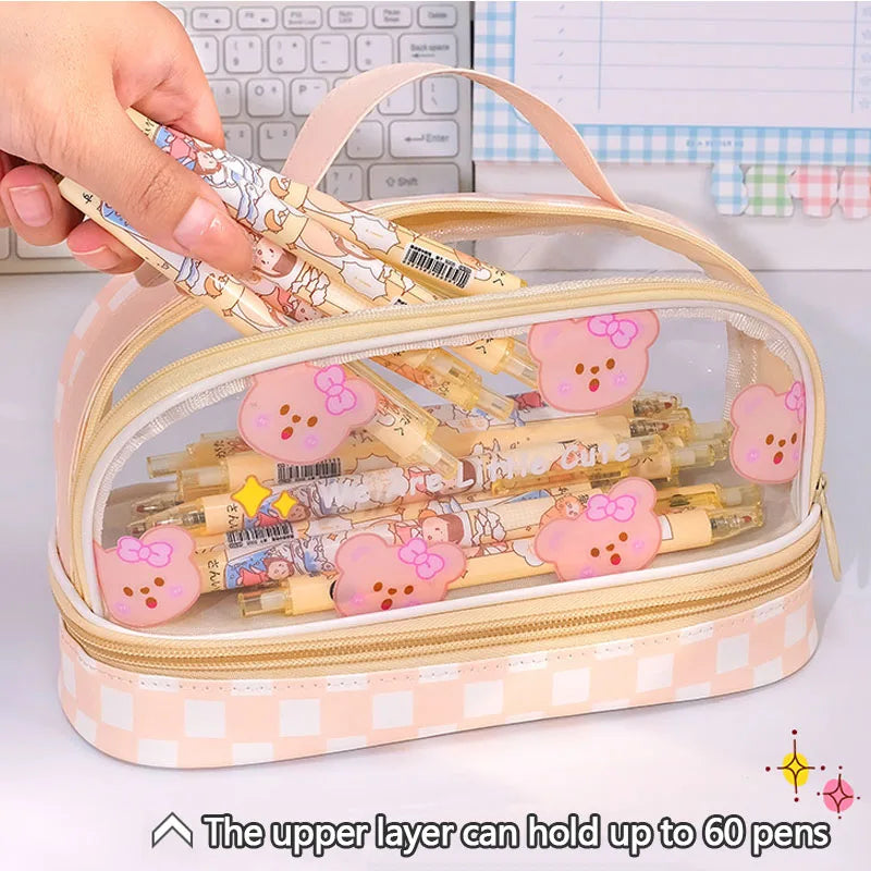 Kawaii Pencil Case Large Capacity Organizer Pen Box Pouch for Girls Back to School Supplies Cute Korean Stationery