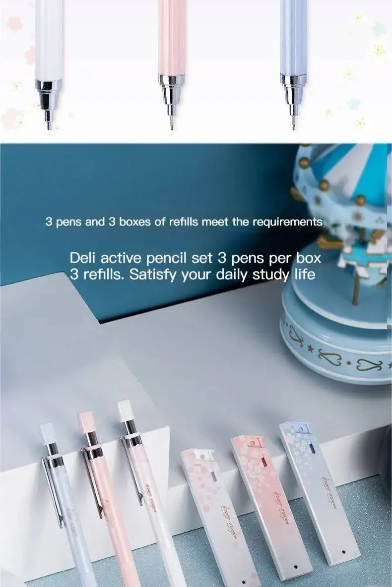6Pcs/set Kawaii Lovely Fresh Cherry Sakura Mechanical Pencil  0.5mm Automatic Pencil for Student School Office Supplies
