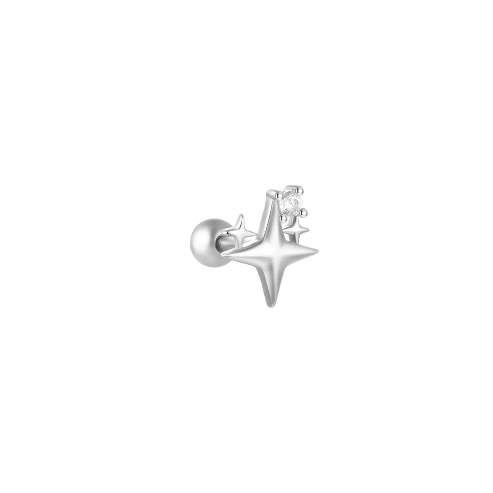 925 Sterling Silver 1pc, Geometry Multi Piercing Stud Earrings For Women, K Gold Simple Elegant Tassel Jewelry, beautiful Gift