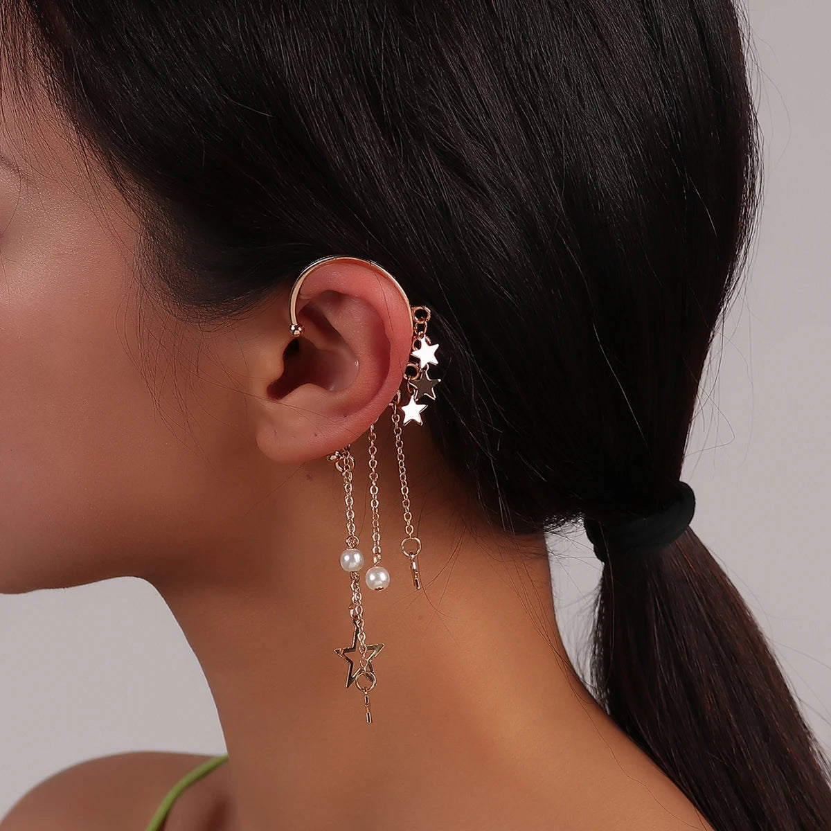 Charm Bohemian Pearls Stone Ear Cuff, Wrap Stud Clip Earrings For Girl, Trendy Earrings Jewelry Bijoux