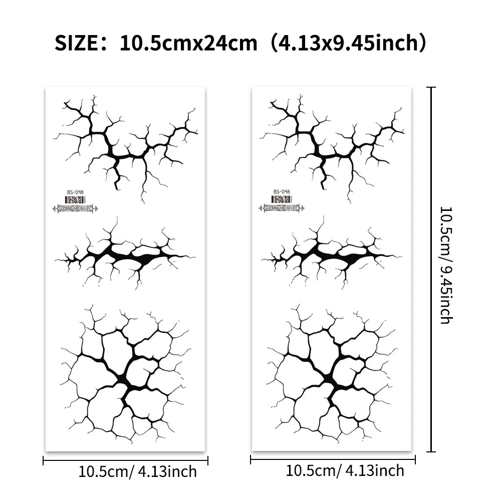 2Sheets Large Halloween Black Lightning Temporary Tattoo Sticker for Halloween makeup – Realistic Vein Design Face Tattoo Body A