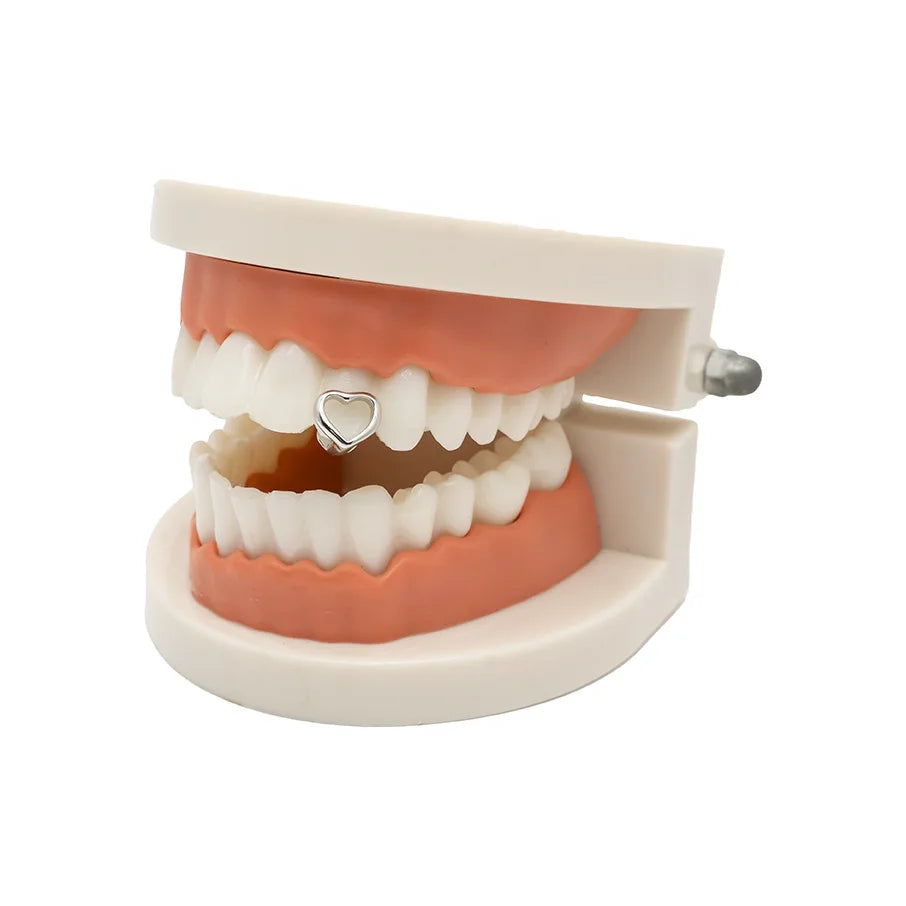 RACHELZ Y2K Vintage Hollow Heart Tooth Caps Braces Punk Simple Mouth Teeth Grillz For Women Men Jewelry Christmas Gift