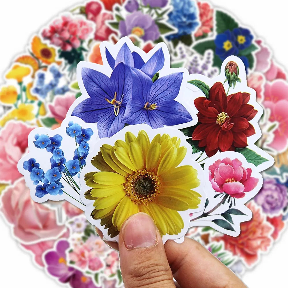 30/60/180 Flowers Stickers Cartoon Cute Decals Toy Stationery Guitar Phone Bicycle Laptop Luggage Car Graffiti Beautiful Sticker