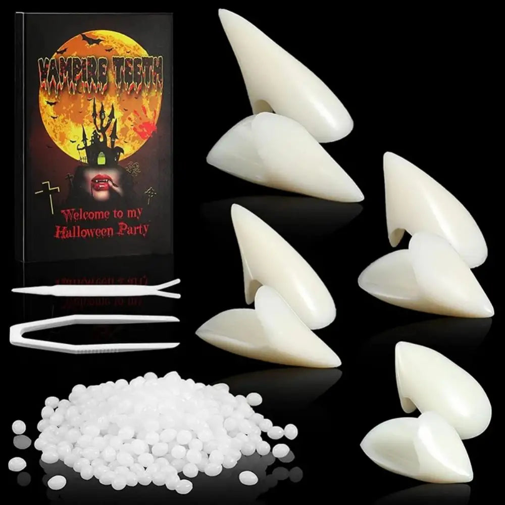 Halloween Fangs, Unique Vampire Teeth Dentures Artificial Elf Ears Witch Nose Halloween Cosplay Costume Props Halloween Party Decor