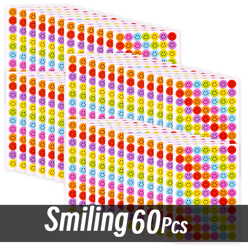 4200 Sheet Heart/Circle/Stars Reward Sign Stickers Pack DIY Skateboard Suitcase Stationery Decals Decor Phone Laptop Gift Toys
