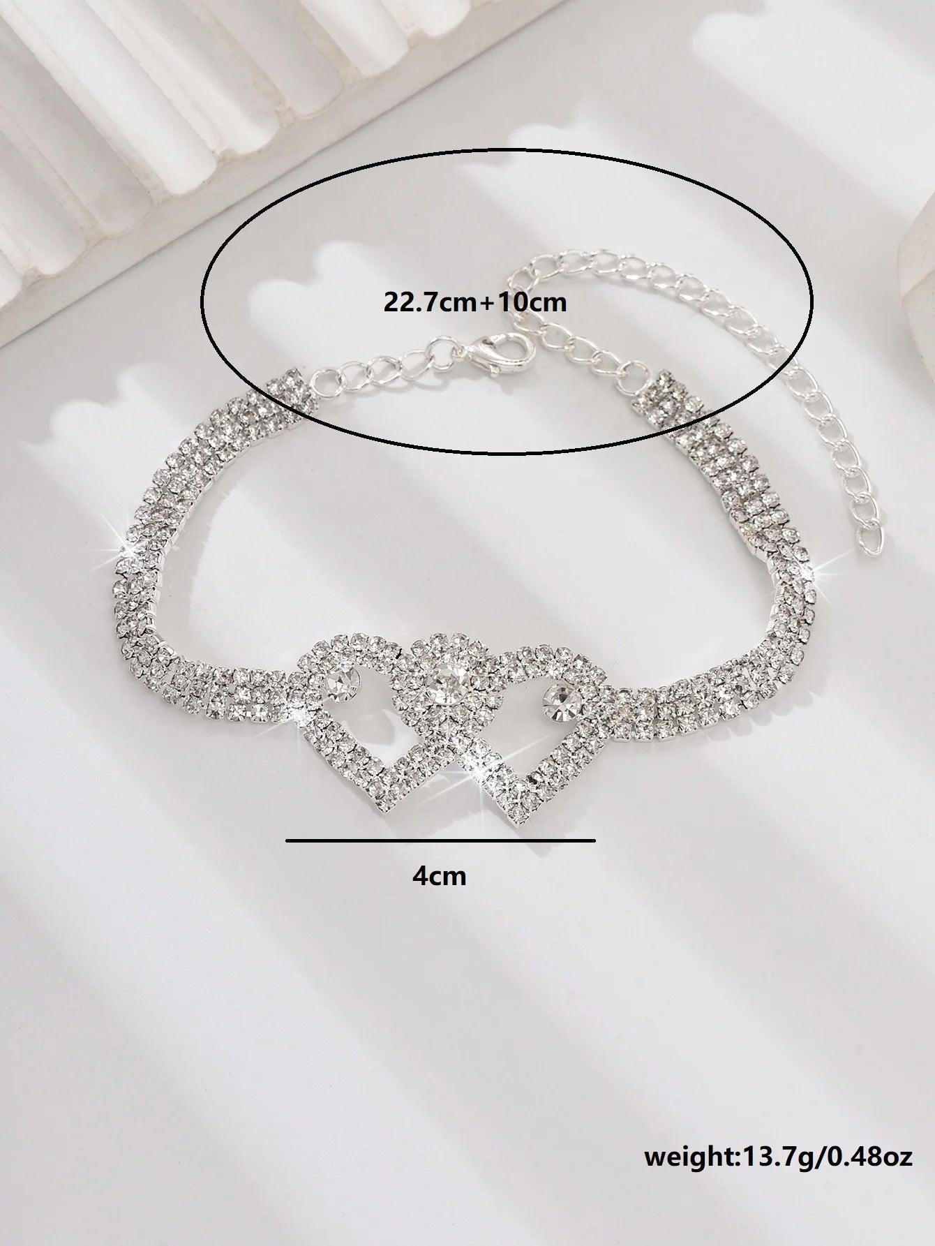 Attractive Women's Trendy Claw Chain Series, Double Peach Heart Feet Chain Outdoor Tourism Beach Banquet Party Festival Gift, Luxury Crystal Anklet, Nice Gift For Christmas, Silver And Gold Anklet