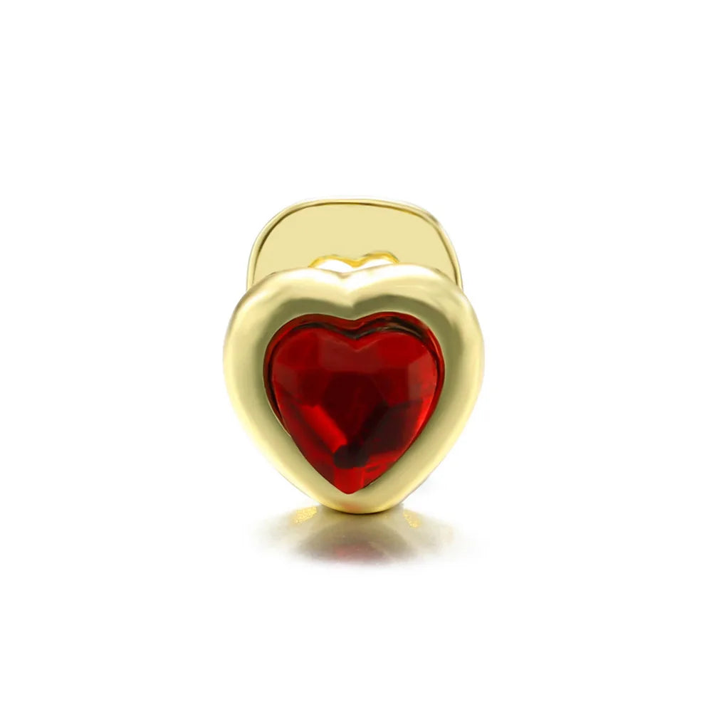 Unique Hip Hop Single Red Green Heart Zircon Teeth, Grillz Silver Color Shiny Crystal Tooth Jewelry, Caps For Women Men Jewelry Gift