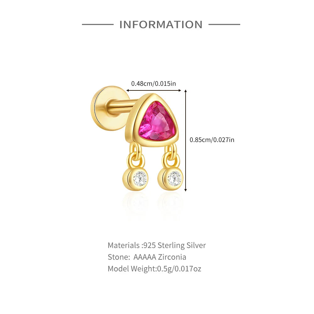 925 Sterling Silver 1pc, Geometry Multi Piercing Stud Earrings For Women, K Gold Simple Elegant Tassel Jewelry, beautiful Gift