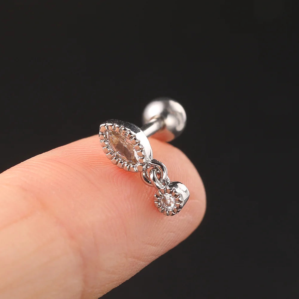 Helix Conch Piercing Snake Earrings for Women Silver Color Moon Star Daith Tragus Cartilage Ear Hoop Septum Rook Fashion Jewelry