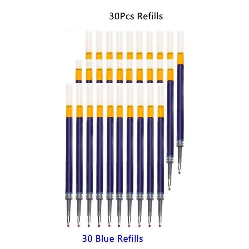 10/30PCS Gel Pens Refills Set Kawaii Stationery Writing Pen Black/Red/Blue Ink 0.5 mm Ballpoint Pen For Office & School Supplies