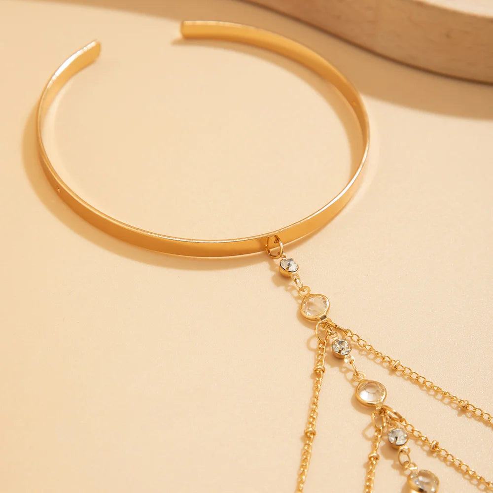 Trendy Arm Schmuck Mode Multi-layered Strass Kette Quaste Oberarm Armband Armbinde Armband Frauen Zubehör