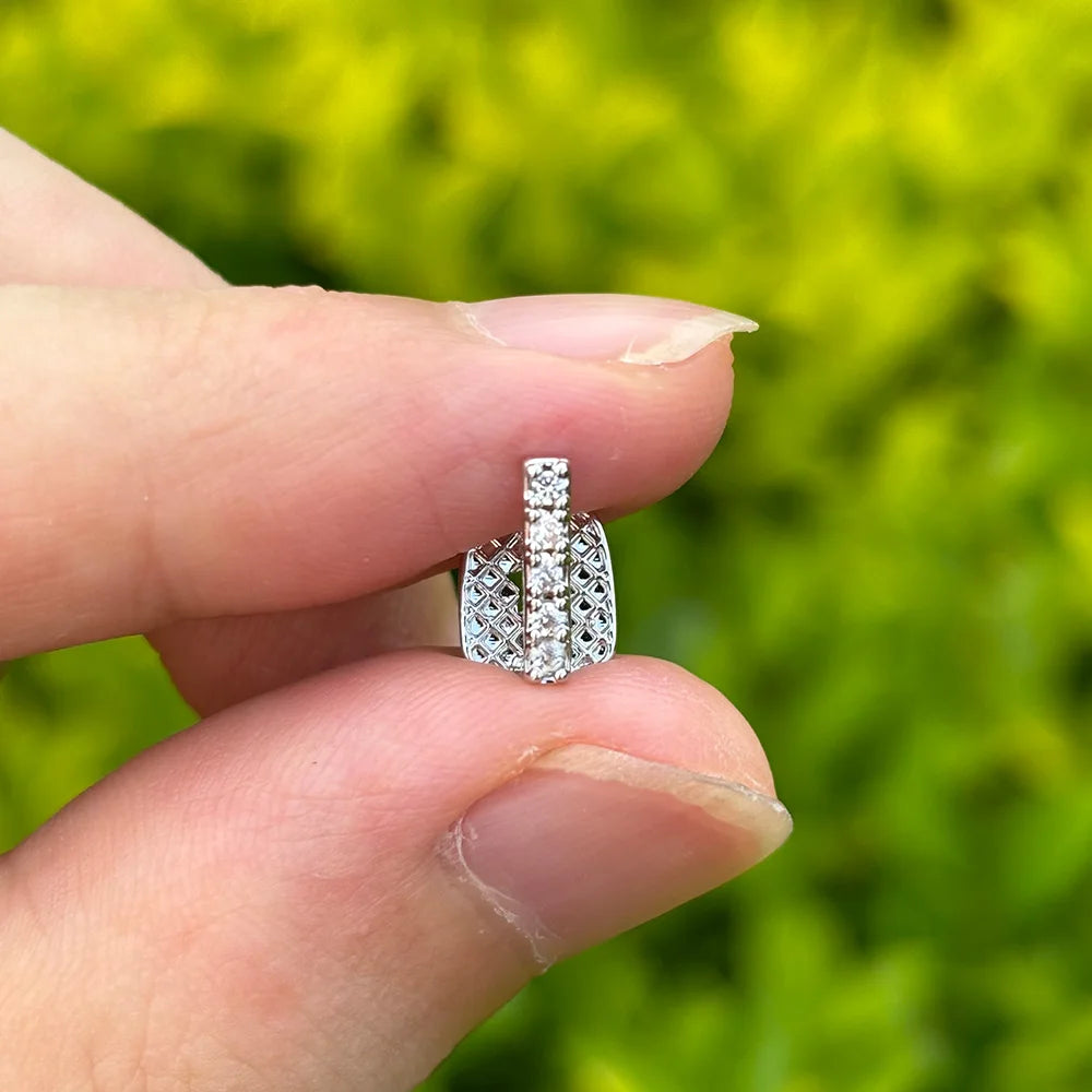 Beautiful Vertical Bar CZ Stone Tooth Caps Braces Hip Hop Single Shiny 5 Zircon Teeth Grillz For Women Men Jewelry Dental Grills