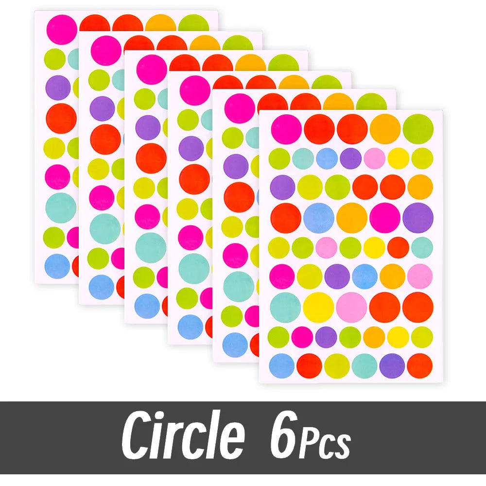 4200 Sheet Heart/Circle/Stars Reward Sign Stickers Pack DIY Skateboard Suitcase Stationery Decals Decor Phone Laptop Gift Toys