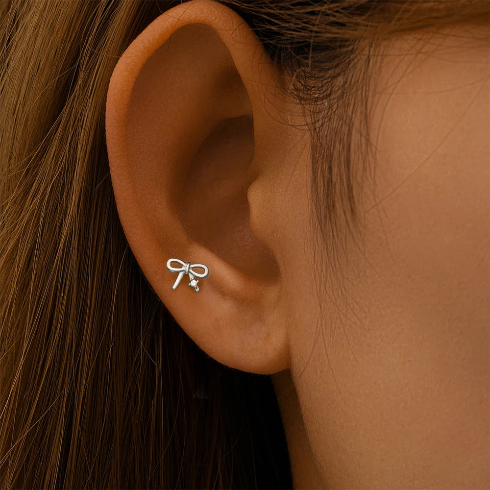 925 Sterling Silver 1pc, Geometry Multi Piercing Stud Earrings For Women, K Gold Simple Elegant Tassel Jewelry, beautiful Gift
