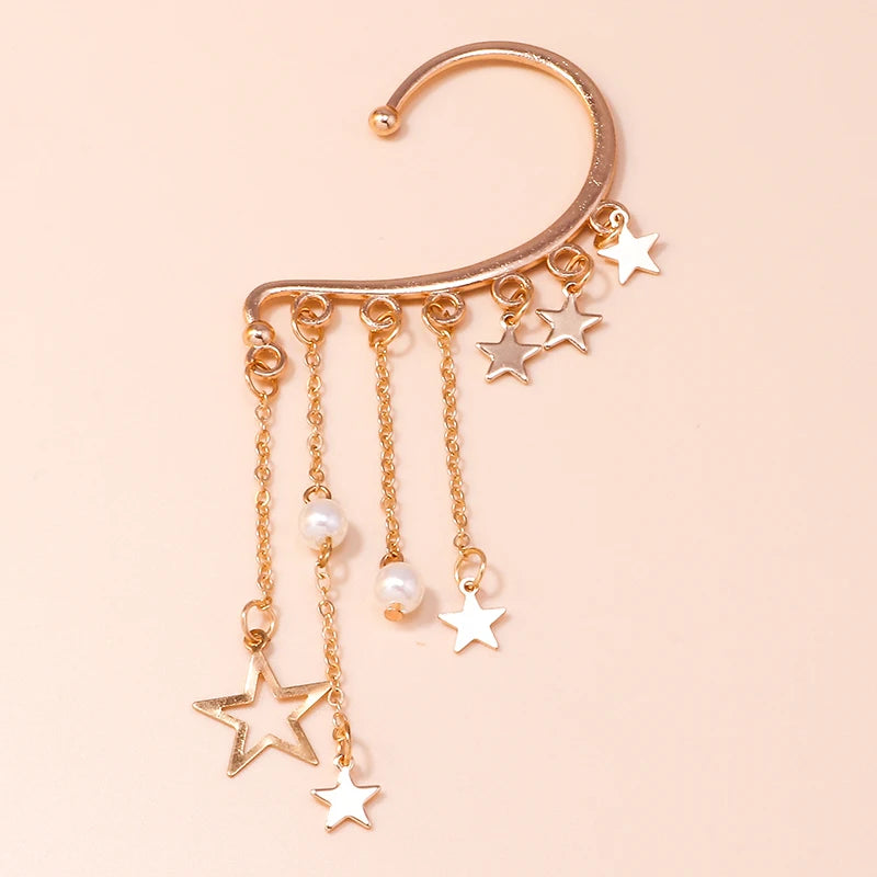 Charm Bohemian Pearls Stone Ear Cuff, Wrap Stud Clip Earrings For Girl, Trendy Earrings Jewelry Bijoux