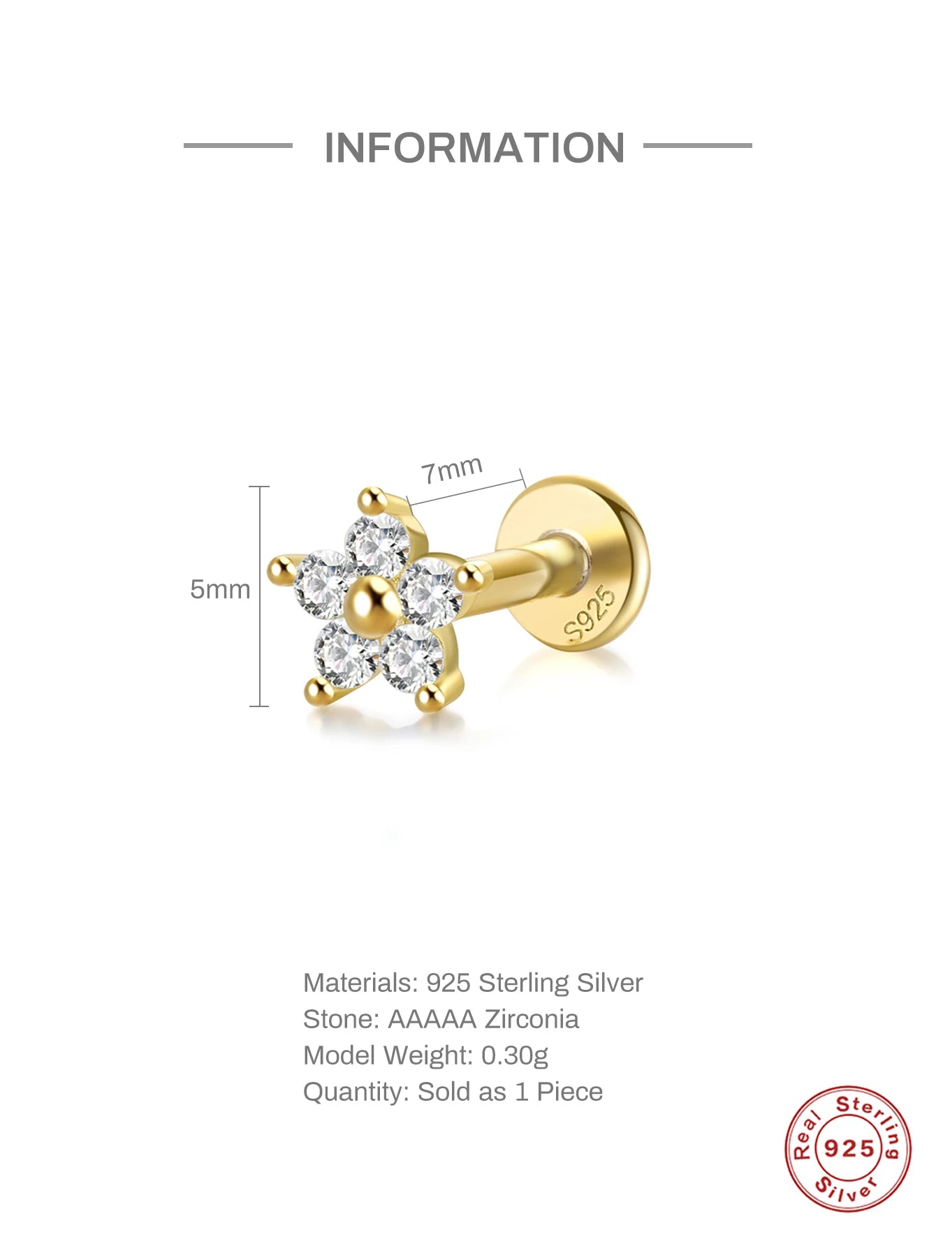 925 Sterling Silver 1pc, Geometry Multi Piercing Stud Earrings For Women, K Gold Simple Elegant Tassel Jewelry, beautiful Gift