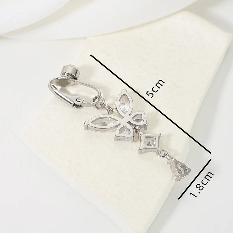 Clip On Belly Button Ring, Butterfly Shape Copper Zircon, Nice Belly Piercing Umbilical Navel Body Jewelry, Charming Trendy Fashion Style