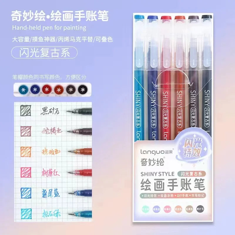 Kawaii Morandi Gray Pens, Functional Set Multi Color Gel Ink Pens, Beautiful Vintage Marker Liner Ballpoint Pen School And Office Stationery Gift Pen