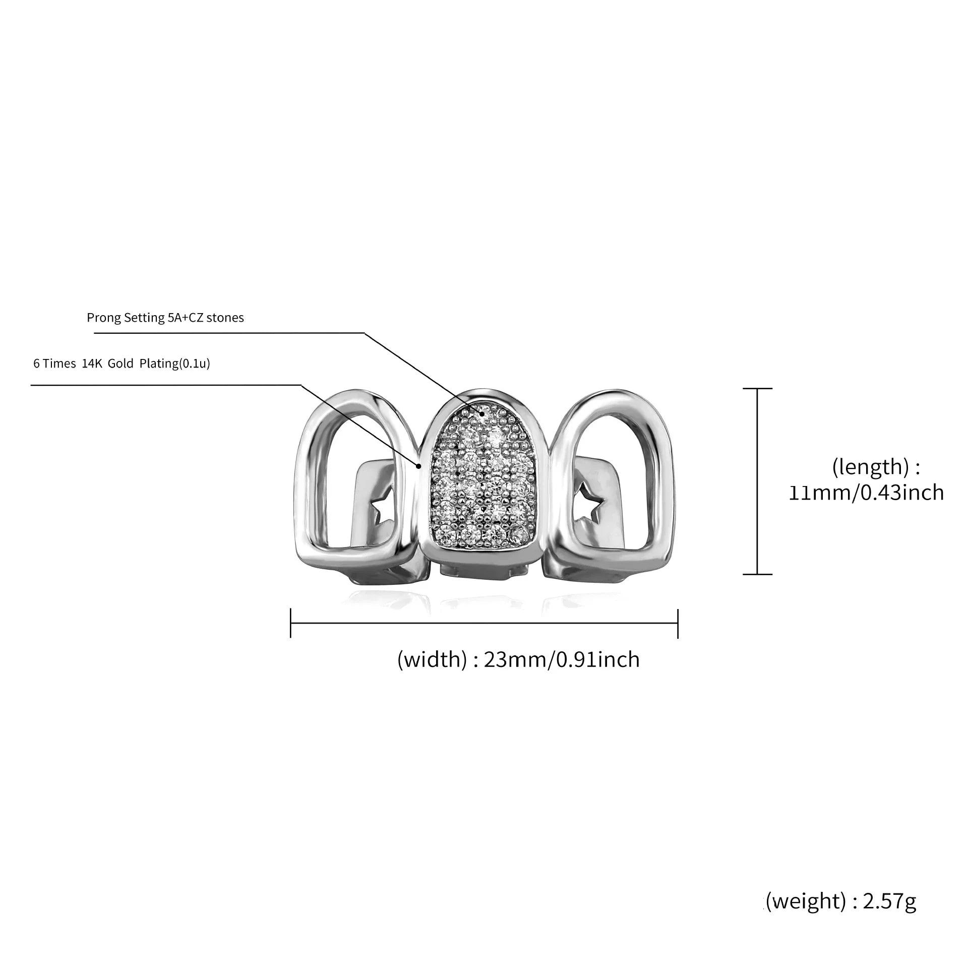 Hip Hop CZ Teeth Grillz For Men And Women, Beautiful Gold And Silver Color, New Tooth Grillz Cap Dental Grill, Nice Punk Rapper Teeth Cap And Halloween Cosplay