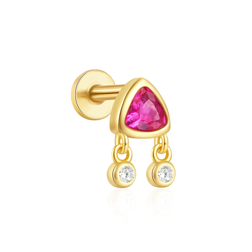 925 Sterling Silver 1pc, Geometry Multi Piercing Stud Earrings For Women, K Gold Simple Elegant Tassel Jewelry, beautiful Gift
