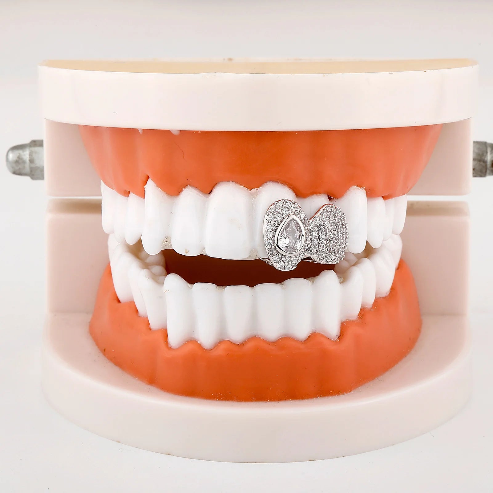 TOPGRILLZ Iced Out Full CZ Stone Teeth Grillz Braces Hip Hop Double Shiny Zircon Tooth Caps For Women Men Rapper Jewelry