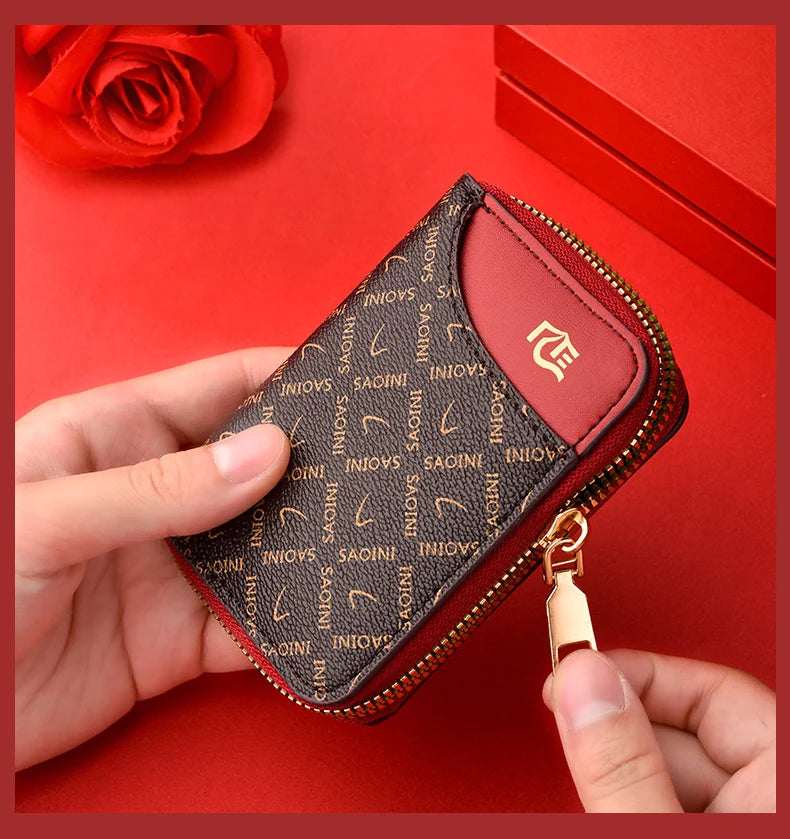 New Girl's Small Wallet Premium Sense Personality Lady, Credit Card Holder Fashion Multi-Slot Zipper Credit Card Wallet  Women's