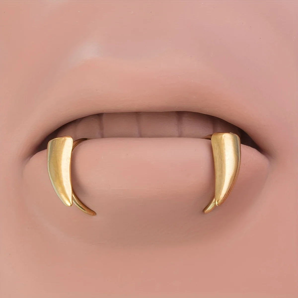 1Pair Stainless Steel Vampire Fangs Lip, Rings Hip Hop Punk Gothic, Style Fake Piercing Teeth Jewelry for Men and Women, Halloween 2025