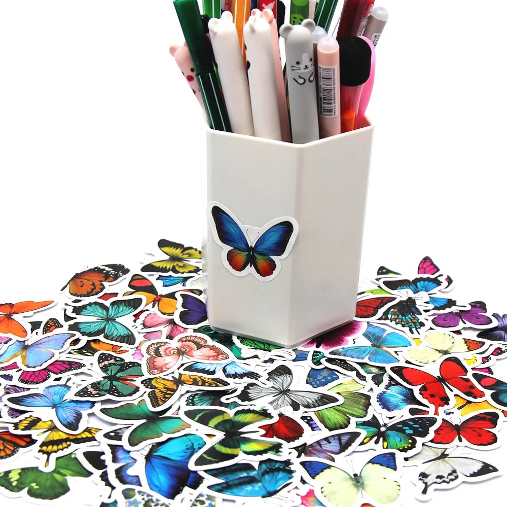 10/50/100pcs Butterfly Insect Cartoon Cute Decals Toy Stationery Guitar Phone Bicycle Laptop Luggage Car Graffiti Sticker