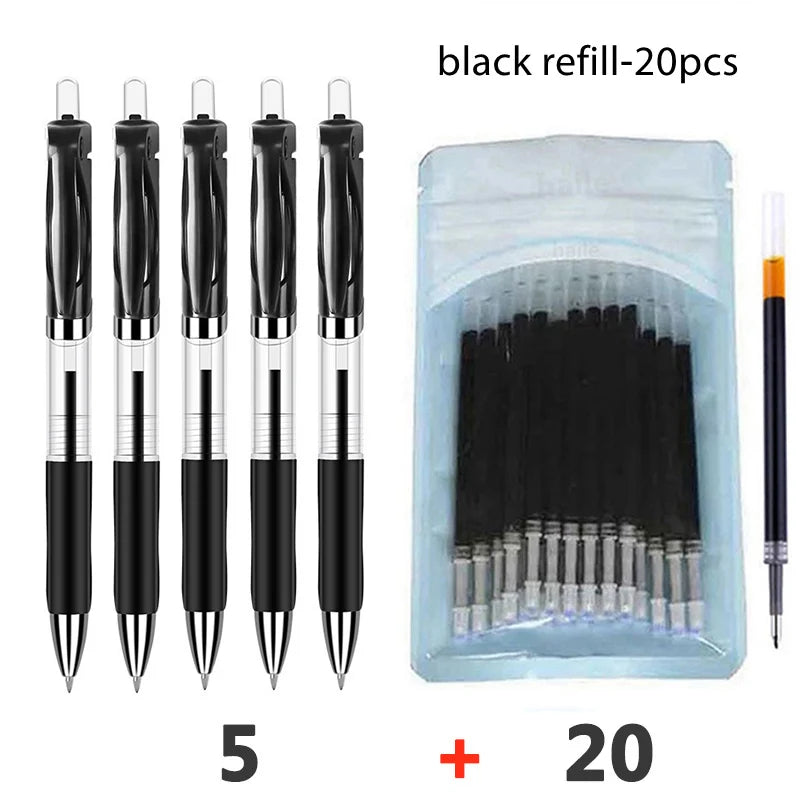 Retractable Ballpoint pen Set Black/red/blue ink for writing 0.5mm Gel Pen refills Office accessories school supplies Stationery
