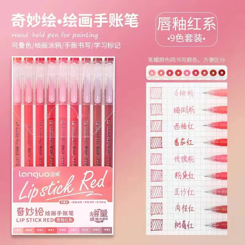 Kawaii Morandi Gray Pens, Functional Set Multi Color Gel Ink Pens, Beautiful Vintage Marker Liner Ballpoint Pen School And Office Stationery Gift Pen