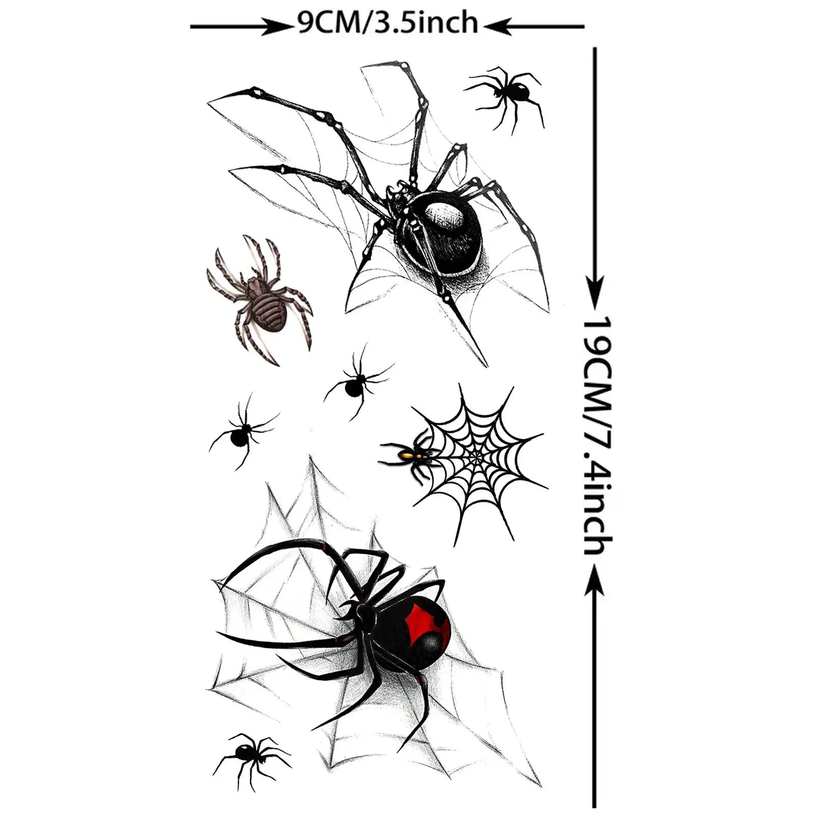 8 Sheets Horrible Realistic 3D Spiders Spiderweb, Temporary Tattoos For Men Women Adults Halloween, Halloween Gift