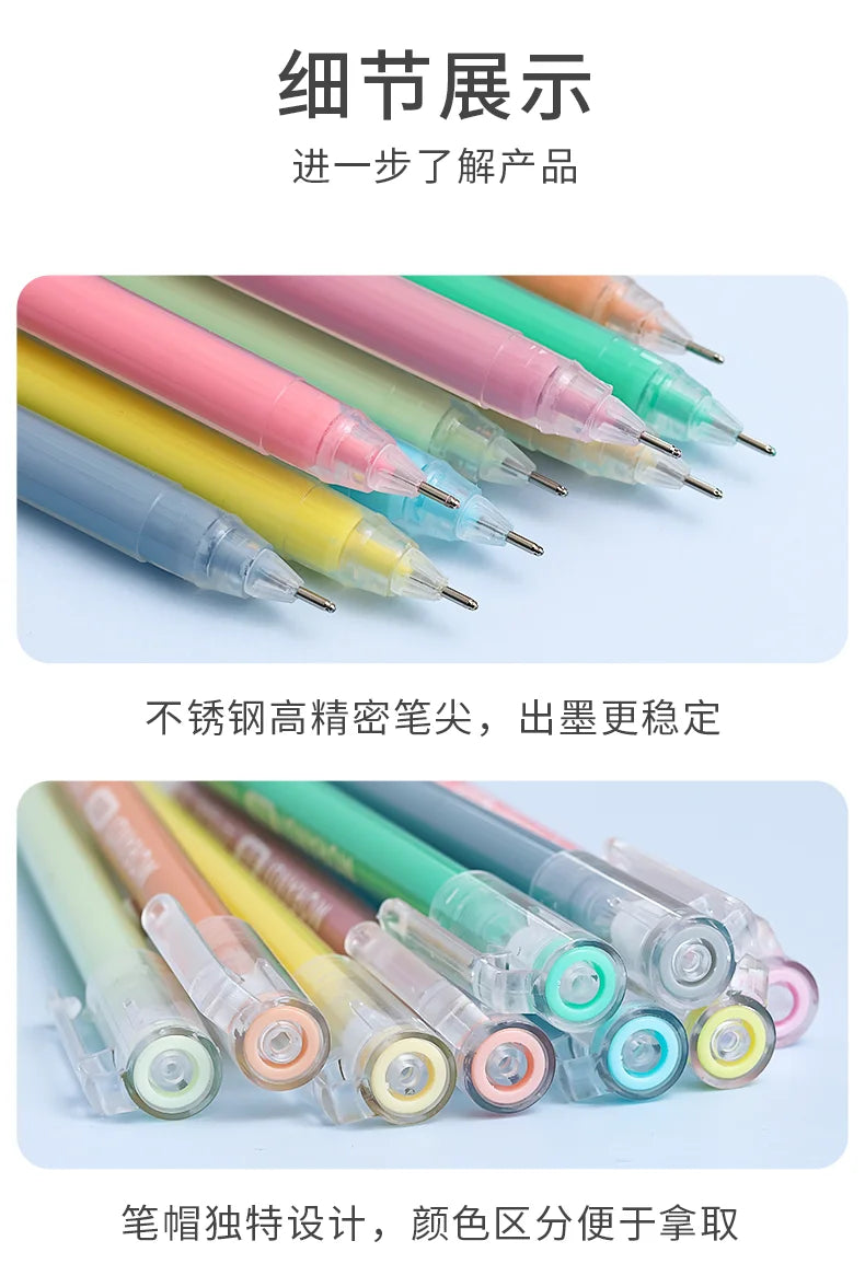 Kawaii Morandi Gray Pens, Functional Set Multi Color Gel Ink Pens, Beautiful Vintage Marker Liner Ballpoint Pen School And Office Stationery Gift Pen