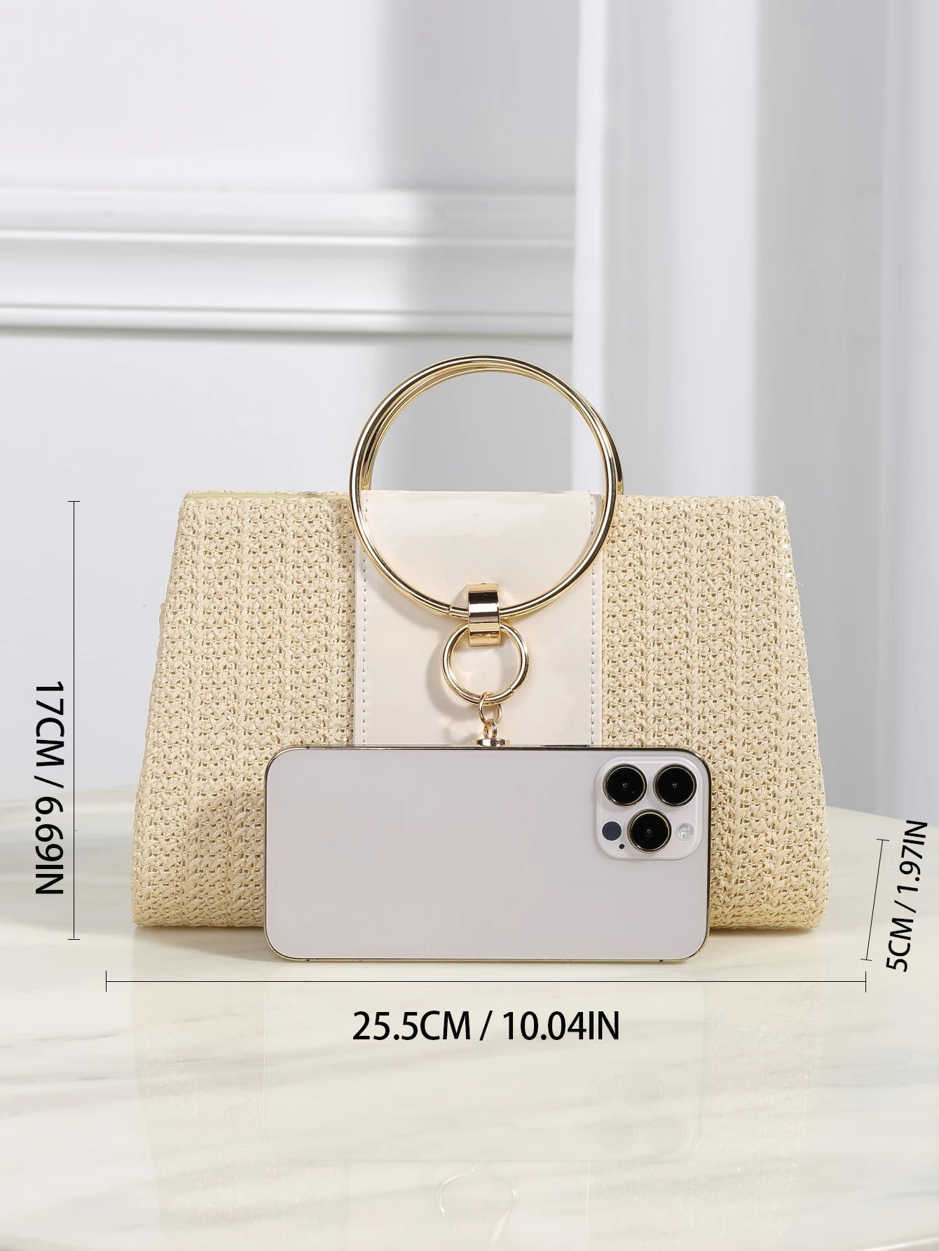 1 Piece Bohemian Resort Woven Large Capacity Clutch Bag, Elegant Ladies Fashion Square Straw Evening Bag