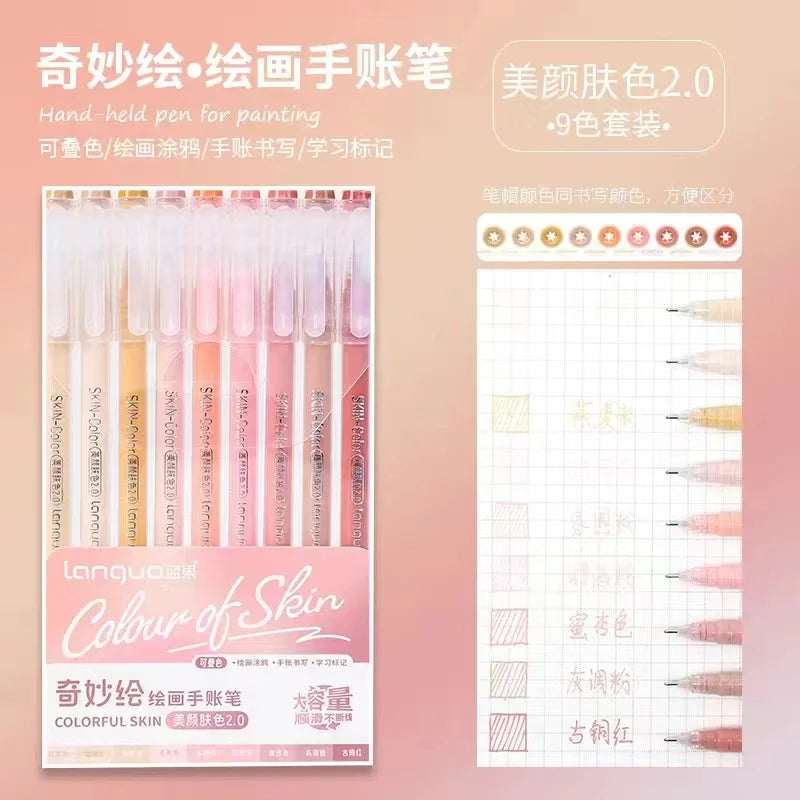 Kawaii Morandi Gray Pens, Functional Set Multi Color Gel Ink Pens, Beautiful Vintage Marker Liner Ballpoint Pen School And Office Stationery Gift Pen