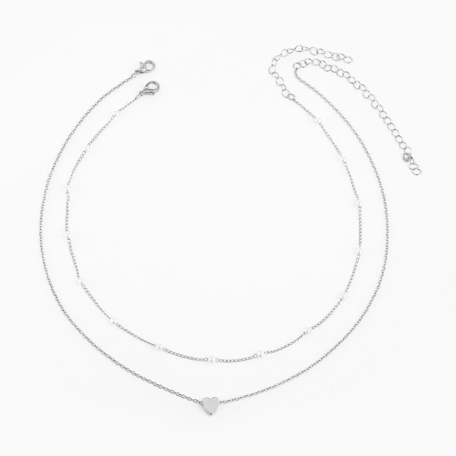 Mehrschichtige Perle Kreuz Liebe Herz Anhänger Halsketten für Frauen Gold Farbe Mode Schlüsselbein Halskette 2024 Trend Schmuck