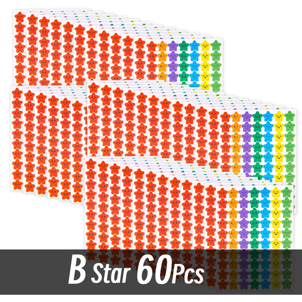 4200 Sheet Heart/Circle/Stars Reward Sign Stickers Pack DIY Skateboard Suitcase Stationery Decals Decor Phone Laptop Gift Toys