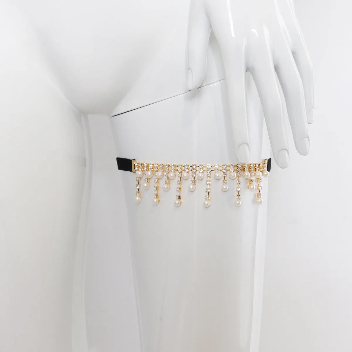 Fashionable Double-Layer Sexy Style Tassel Rhinestone Leg Chain Summer Beach Women'S Body Chain Jewelry