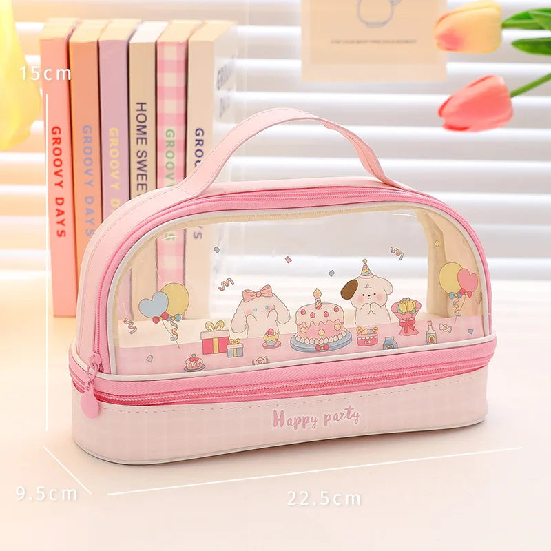 Kawaii Pencil Case Large Capacity Organizer Pen Box Pouch for Girls Back to School Supplies Cute Korean Stationery