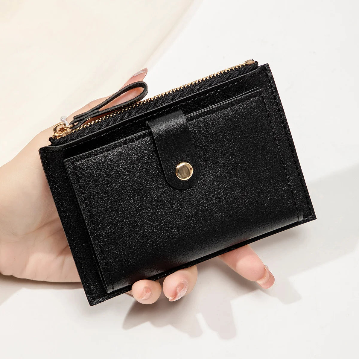 Adorable Minimalist And Fashionable Women's Short Card Bag, Thin Mini PU Leather Wallet, Amazing women's credit card holder wallet, Stunning Trendy Practical Gift For Cute Girls, Lovely Pink Wallet, Nice Blue Color, Kind Pink