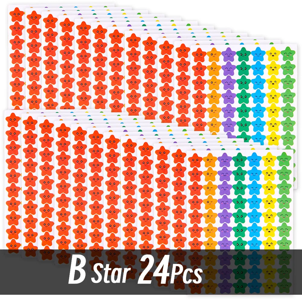 4200 Sheet Heart/Circle/Stars Reward Sign Stickers Pack DIY Skateboard Suitcase Stationery Decals Decor Phone Laptop Gift Toys