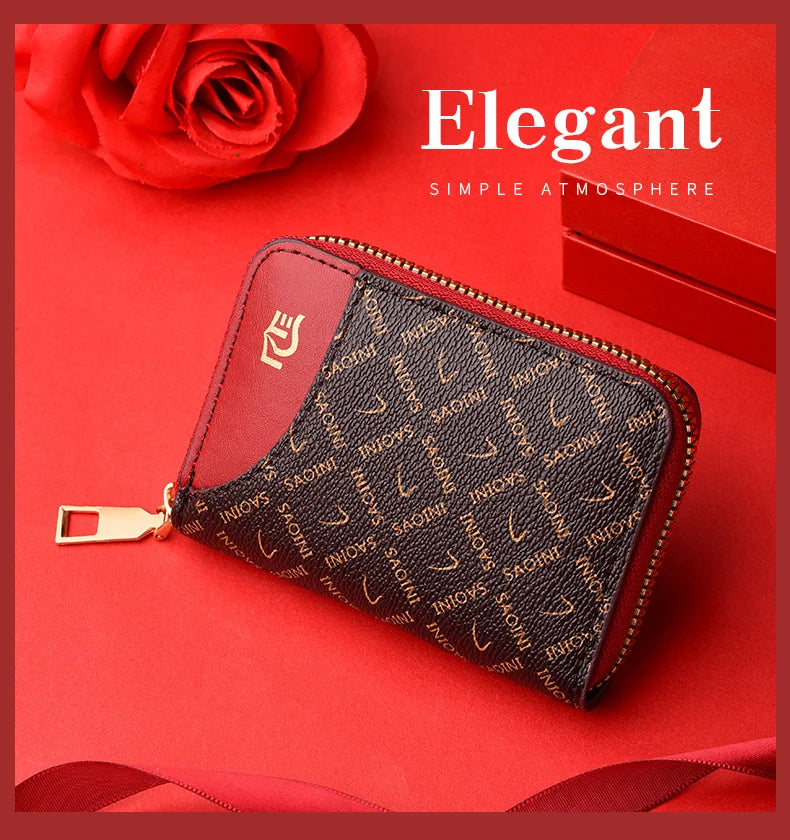 New Girl's Small Wallet Premium Sense Personality Lady, Credit Card Holder Fashion Multi-Slot Zipper Credit Card Wallet  Women's